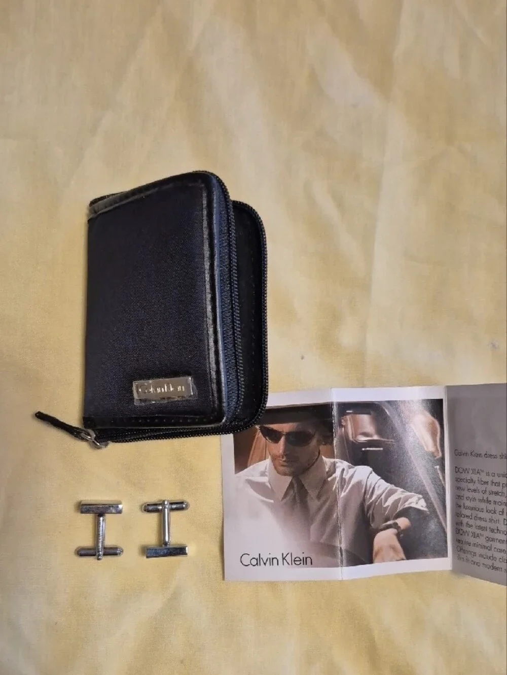 Calvin Klein Polished Silver Rectangular Cufflinks With Pouch